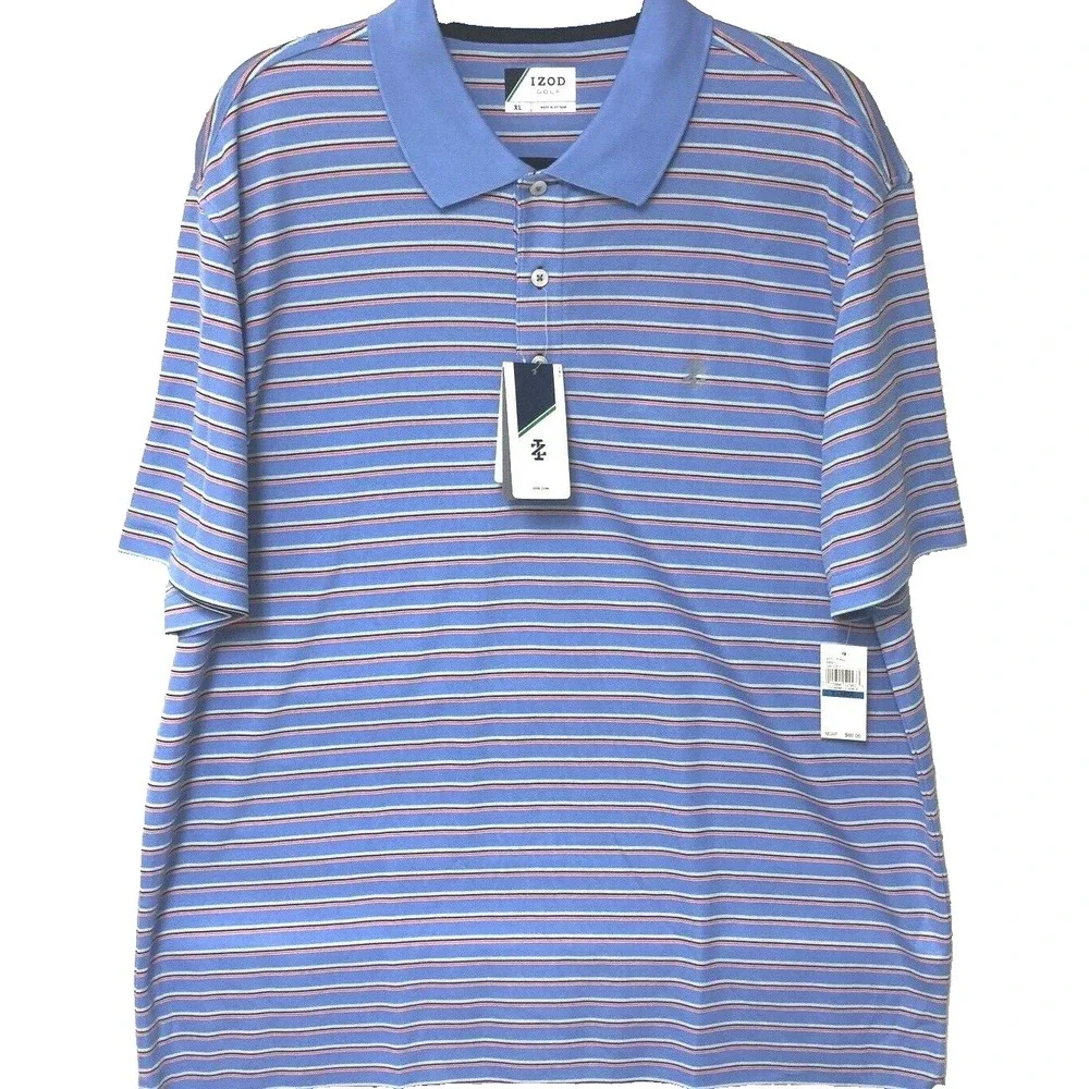 NWT Izod Mens Golf Polo Shirt Wicking Performance Stripes Athleisure XL Active - Picture 2 of 5